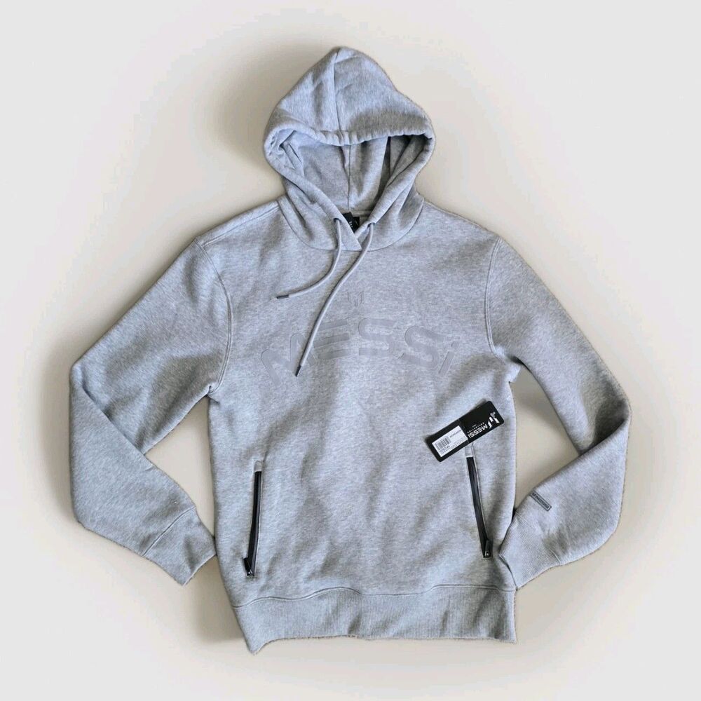 NEW Messi Collection Men's Hoodie Sweater Heather Grey Size S Small MSRP $64